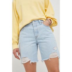Levi's szorty jeansowe damskie gładkie high waist. Niebieskie szorty Levi's, bez wzorów, z denimu. Za 319.99 zł.