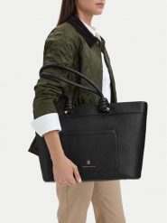 Beverly Hills Polo Club Torebka EO-BHPC-C-016-10 Czarny. Czarne shopper bag Beverly Hills Polo Club, bez wzorów, ze skóry, bez dodatków. Za 299.99 zł.