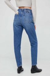 Calvin Klein Jeans jeansy damskie high waist. Niebieskie jeansy Calvin Klein Jeans, bez wzorów, z bawełny, z podwyższonym stanem. Za 539.99 zł.
