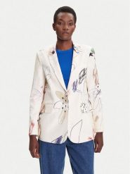 Desigual Marynarka Arty 25WWEW21 Biały Regular Fit. Białe marynarki i żakiety Desigual, xl, bez wzorów, z bawełny, bez ramiączek. Za 359.99 zł.