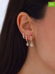 Nakkash Pozłacane kolczyki-kreole (3 szt.) z cyrkoniami rozmiar: onesize. Żółte kolczyki Nakkash, z cyrkonią, pozłacane. Za 83.03 zł.