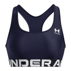 Biustonosz treningowy Under Armour HG Authentics Mid Branded. Niebieskie biustonosze sportowe Under Armour, bez wzorów, na fitness i siłownię. Za 97.99 zł.