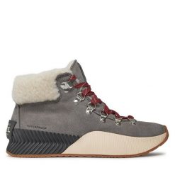 Botki Sorel. Szare botki Sorel, bez wzorów, bez obcasa, na płaskiej podeszwie, bez zapięcia. Za 359.99 zł.