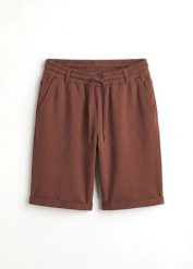 Bermudy dresowe z czystej bawełny organicznej. Brązowe spodnie dresowe bonprix, bez wzorów, z bawełny. Za 79.99 zł.