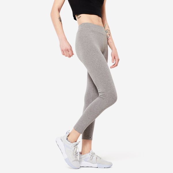 Legginsy fitness damskie Domyos slim. Czarne legginsy DOMYOS, bez wzorów, z bawełny, eleganckie. Za 49.99 zł.