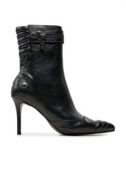 Just Cavalli Botki 77RA3S66 Czarny. Czarne botki Just Cavalli, bez wzorów, ze skóry, bez obcasa, na szpilce, bez zapięcia. Za 569.99 zł.