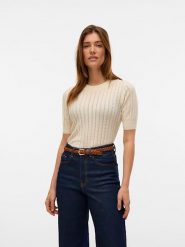 Vero Moda Sweter w kolorze beżowym rozmiar: L. Brązowe swetry Vero Moda, l, bez wzorów, bez ramiączek. Za 92.64 zł.