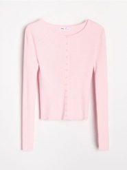 Wiskozowy kardigan - różowy. Czerwone swetry Sinsay, l, bez wzorów, z wiskozy, bez ramiączek. Za 39.99 zł.