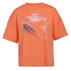 Koszulka damska DIADORA L. T-SHIRT SS LOGO FLARE. Niebieskie t-shirty sportowe Diadora, l, bez wzorów, bez ramiączek. Za 34.99 zł.