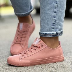 Trampki damskie Big Star Jj274005 Nude. Czerwone trampki BIG STAR, bez wzorów, z tkaniny, retro, bez zapięcia. Za 125.80 zł.