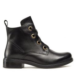 Trzewiki Lasocki. Czarne botki Lasocki, bez wzorów, bez obcasa, na płaskiej podeszwie, bez zapięcia. Za 159.99 zł.