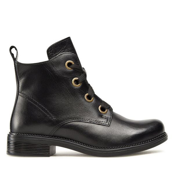 Trzewiki Lasocki. Czarne botki Lasocki, bez wzorów, bez obcasa, na płaskiej podeszwie, bez zapięcia. Za 159.99 zł.