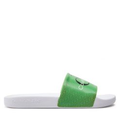 Klapki Calvin Klein Jeans. Zielone klapki Calvin Klein Jeans, bez wzorów, z jeansu, bez obcasa, bez zapięcia. Za 219.99 zł.