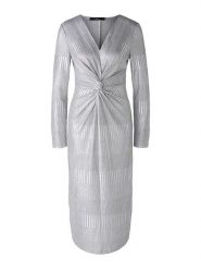 Oui Sukienka w kolorze srebrnym rozmiar: 40. Szare sukienki Oui, bez wzorów, bez kołnierzyka, bez ramiączek, midi. Za 173.99 zł.
