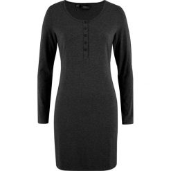 Sukienka shirtowa z plisą guzikową bonprix szary melanż. Sukienki marki Marie Zélie. Za 44.99 zł.