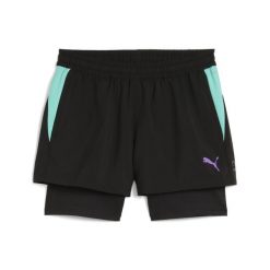 Damskie spodenki 2 w 1 do padla INDIVIDUAL PUMA. Czarne szorty sportowe Puma, bez wzorów, z materiału. Za 195.60 zł.