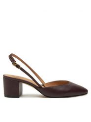 Tommy Hilfiger Sandały Pump Slingback Smooth Leather FW0FW08621 Bordowy. Czerwone sandały Tommy Hilfiger, bez wzorów, ze skóry, bez obcasa, na słupku, bez zapięcia. Za 569.99 zł.