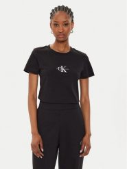 Calvin Klein Jeans T-Shirt Monologo J20J223563 Czarny Slim Fit. Czarne t-shirty Calvin Klein Jeans, xxs, bez wzorów, z bawełny, bez kołnierzyka, bez ramiączek. Za 99.99 zł.