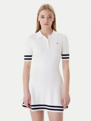 Tommy Jeans Sukienka dzianinowa DW0DW22106 Écru Slim Fit. Sukienki Tommy Jeans, s, bez wzorów, z bawełny, bez kołnierzyka, bez ramiączek. Za 489.99 zł.