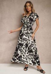 Czarna Wiskozowa Sukienka Kopertowa o Rozkloszowanym Kroju z Paskiem Rerriana. Czarne sukienki Renee, na co dzień, l, bez wzorów, z wiskozy, eleganckie, bez kołnierzyka, bez ramiączek, maxi, kopertowe. W wyprzedaży za 69.99 zł.