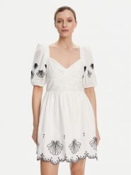 French Connection Sukienka letnia 71YOT Biały Regular Fit. Białe sukienki French Connection, bez wzorów, z bawełny, bez kołnierzyka, bez ramiączek. Za 539.99 zł.