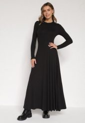 Czarna Bawełniana Sukienka o Rozkloszowanym Kroju Tuselenea. Czarne sukienki Born2be, na co dzień, l, bez wzorów, z bawełny, eleganckie, bez kołnierzyka, bez ramiączek, maxi, rozkloszowane. Za 159.99 zł.