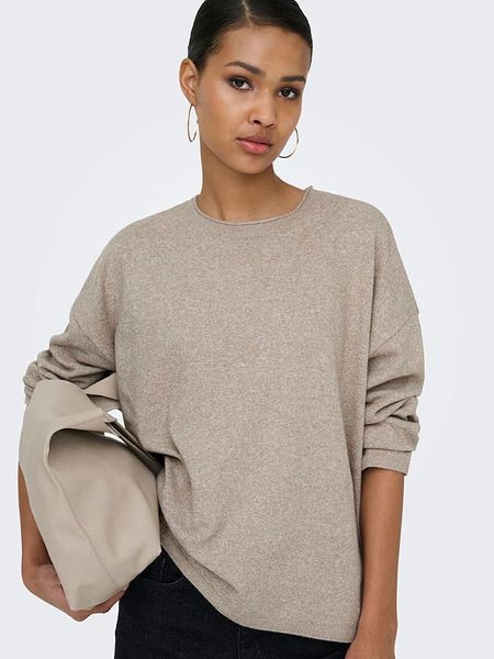 ONLY Sweter w kolorze beżowym rozmiar: L. Brązowe swetry ONLY, l, bez wzorów, bez ramiączek. Za 91.95 zł.