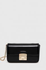 Furla torebka skórzana Vitello kolor czarny. Czarne listonoszki Furla, bez wzorów, na ramię, bez dodatków. Za 989.99 zł.