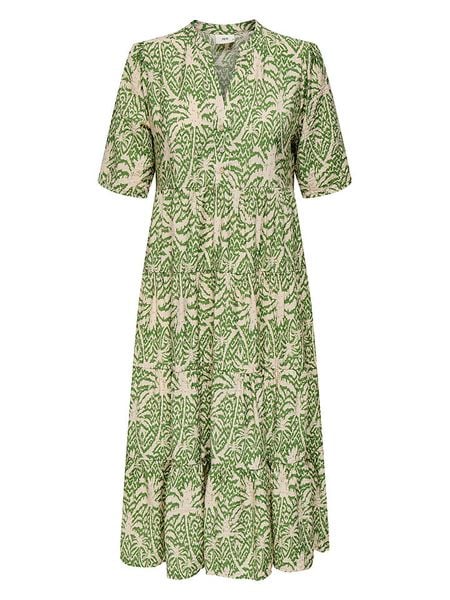 JDY Sukienka w kolorze zielono-beżowym rozmiar: XXL. Brązowe sukienki JDY, na imprezę, xxl, bez wzorów, z włókna, bez kołnierzyka, bez ramiączek, midi, rozkloszowane. Za 87.61 zł.