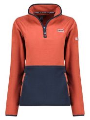 Geographical Norway Bluza polarowa "Touki" w kolorze rdzawoczerwono-granatowym rozmiar: L. Czerwone bluzy bez kaptura Geographical Norway, l, bez wzorów, z polaru, bez kaptura. Za 92.64 zł.