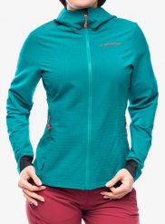 Kurtka softshell damska La Sportiva Descender Storm Jacket. Zielone kurtki przejściowe sportowe La Sportiva, l, bez wzorów, z materiału, bez kaptura, trekkingowe. Za 750.30 zł.