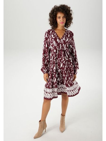 Aniston Sukienka w kolorze bordowo-białym rozmiar: 42. Czerwone sukienki Aniston, bez wzorów, z wiskozy, bez kołnierzyka, bez ramiączek, midi. Za 74.28 zł.