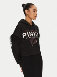 PINKO Bluzka 103129 A1LU Czarny Regular Fit. Czarne bluzki Pinko, xl, bez wzorów, z bawełny, bez kołnierzyka, bez ramiączek. Za 239.99 zł.