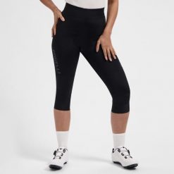 Spodenki rowerowe 3/4 damskie Rogelli Essential III z wkładką żelową. Czarne szorty sportowe Rogelli, bez wzorów, z elastanu, rowerowe. Za 281.00 zł.