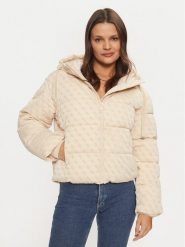 Guess Kurtka puchowa Daisy W4BL36 WGJZ0 Beżowy Regular Fit. Brązowe kurtki Guess, xxl, z aplikacjami, z puchu, bez kaptura. Za 529.99 zł.