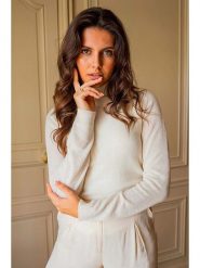 Maison Héritage Cashmere Kaszmirowy golf w kolorze kremowym rozmiar: M. Brązowe swetry Maison Héritage Cashmere, m, bez wzorów, z kaszmiru, bez ramiączek. Za 428.43 zł.