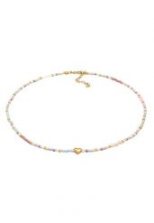 Elli Damski choker ze szklanych koralików Heart Trend z pozłacanego srebra próby 925 Sterling Silver Naszyjniki 1 ct. Szare naszyjniki Elli, z materiału, z perłą, pozłacane. Za 328.99 zł.