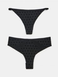 Majtki brazyliany i stringi w serca 2 pack - czarny. Czarne stringi Sinsay, bez wzorów. Za 19.99 zł.