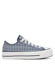 Converse Trampki Chuck Taylor All Star Lift Platform Gingham A13664C Granatowy. Niebieskie trampki Converse, bez wzorów, z materiału, retro, bez zapięcia. Za 269.99 zł.