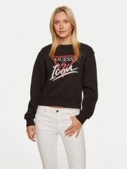 Guess Bluza W4YQ25 KB681 Czarny Regular Fit. Czarne bluzy Guess, l, z aplikacjami, z syntetyku, bez kaptura. Za 199.99 zł.