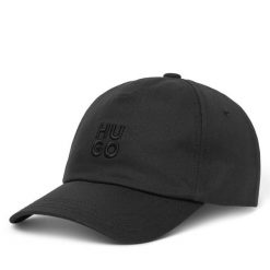 Czapka z daszkiem HUGO. Czarne czapki z daszkiem Hugo, bez wzorów. Za 169.99 zł.