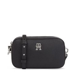 Torebka Tommy Hilfiger. Czarne listonoszki Tommy Hilfiger, bez wzorów, bez dodatków. Za 259.99 zł.