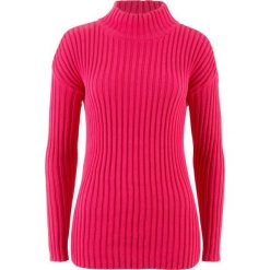 Sweter bawełniany ze stójką bonprix różowy hibiskus. Czerwone swetry bonprix, z bawełny. Za 69.99 zł.