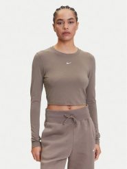 Nike Bluzka Chill Knit HF5322 Brązowy Regular Fit. Brązowe bluzki Nike, s, bez wzorów, z bawełny, bez kołnierzyka, bez ramiączek. Za 169.99 zł.