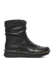 Rieker Botki CEO-73366-01 Czarny. Czarne botki Rieker, bez wzorów, ze skóry, bez obcasa, na płaskiej podeszwie, bez zapięcia. Za 429.99 zł.
