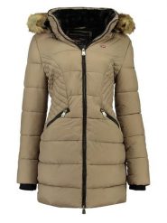 Geographical Norway Płaszcz zimowy "Abeille" w kolorze beżowym rozmiar: S. Brązowe płaszcze Geographical Norway, na zimę, s, bez wzorów, z puchu, bez kaptura. Za 228.92 zł.
