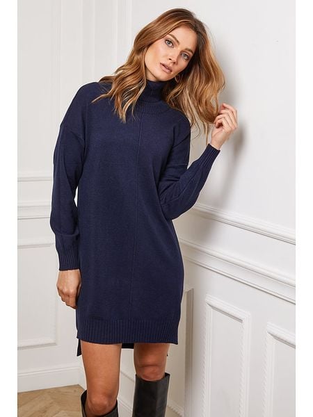 So Cachemire Sukienka dzianinowa "Abufera" w kolorze granatowym rozmiar: S. Niebieskie sukienki So Cachemire, s, bez wzorów, z dzianiny, bez kołnierzyka, bez ramiączek, mini. Za 183.15 zł.