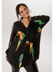 Aniston Bluzka w kolorze czarnym rozmiar: 50. Czarne bluzki Aniston, bez wzorów, z wiskozy, bez kołnierzyka, bez ramiączek. Za 217.99 zł.