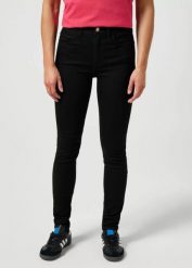 DAMSKIE SPODNIE WRANGLER HIGH SKINNY NOIR 112355388. Jeansy Wrangler, l, bez wzorów, z jeansu. Za 209.99 zł.