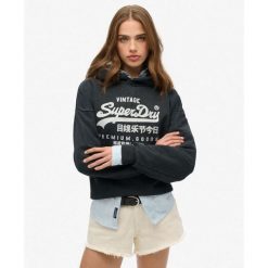 Luźna bluza z kapturem metalicznym Vl. Czarne bluzy z kapturem Superdry, bez wzorów, z kapturem. Za 255.30 zł.